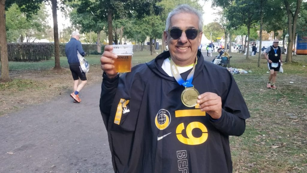 Shashi Kapur celebrating getting his fifth star at the Berlin marathon | Photo by special arrangement