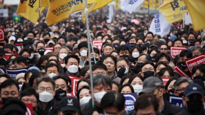 Representational Image | Doctors take part in a rally to protest against government plans to increase medical school admissions in Seoul, South Korea | Reuters
