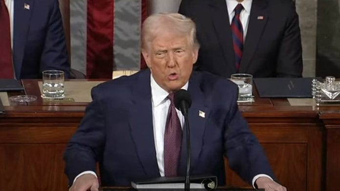 US President Donald Trump addresses the Congress Tuesday | Screengrab