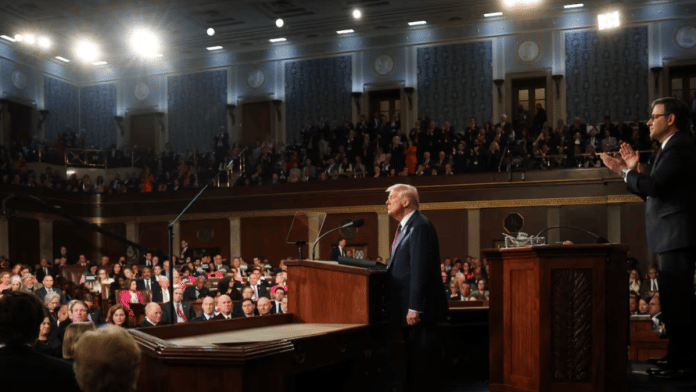 U.S. President Donald Trump addresses a joint session of Congress at the U.S. Capitol on 4 March 2025 in Washington, DC. | Win McNamee | Pool via Reuters