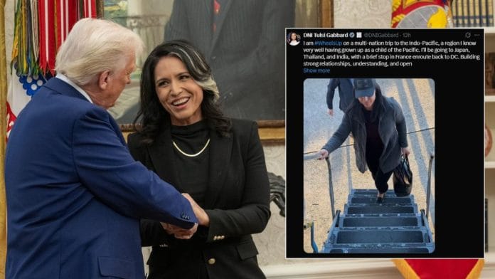 US Director of National Intelligence with President Donald Trump at the White House. | @DNIGabbard/ X