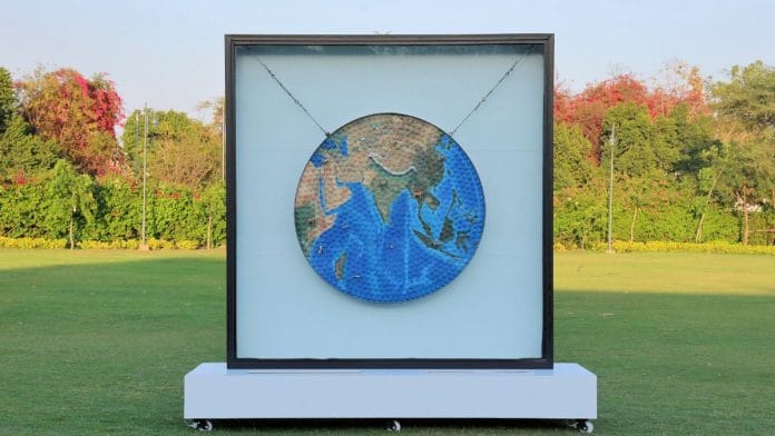 Aakash Ranison’s latest art piece responds to climate change | Photo: Akanksha Mishra, ThePrint