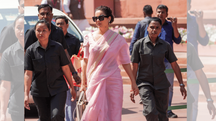 File photo of actor and BJP MP Kangana Ranaut outside Parliament | PTI