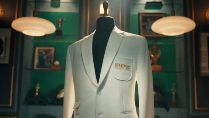 Each winning team member of the Champions Trophy is presented with a white blazer | Screengrab from ICC promo | X