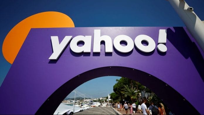 A Yahoo logo is seen during the Cannes Lions International Festival of Creativity in Cannes, France on 19 June 2023 | File photo: Eric Gaillard/Reuters
