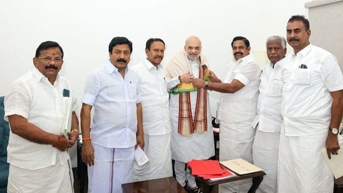 AIADMK general secretary Edappadi K Palaniswami met Union Home Minister Amit Shah in New Delhi Tuesday | ANI