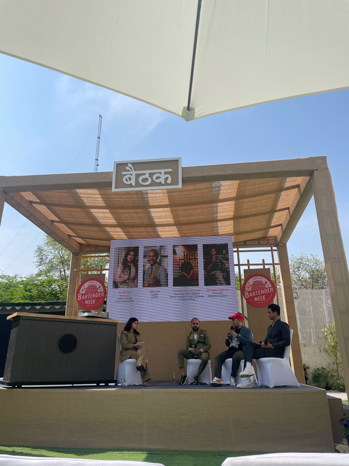 Annu Kumar, founder, JUSTice, Divyanshu Mishra, co-founder of Bittersweet Hospitality, Lopsang Galchen Lama, Group Head of Bar Operations at Sidecar, Cocktails and Dreams Speakeasy, The Brook, and Bhumi, and moderator Heena Riat, portfolio advocate Suntory Global Spirits discuss 'the science behind ice' at India Bartender's Week | Triya Gulati, ThePrint