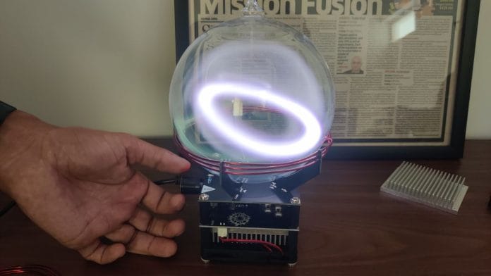 White plasma flares, trapped in a glass globe | Soumya Pillai, ThePrint