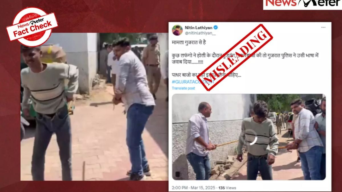Image accompanying Gujarat police caned stone-pelters on Holi