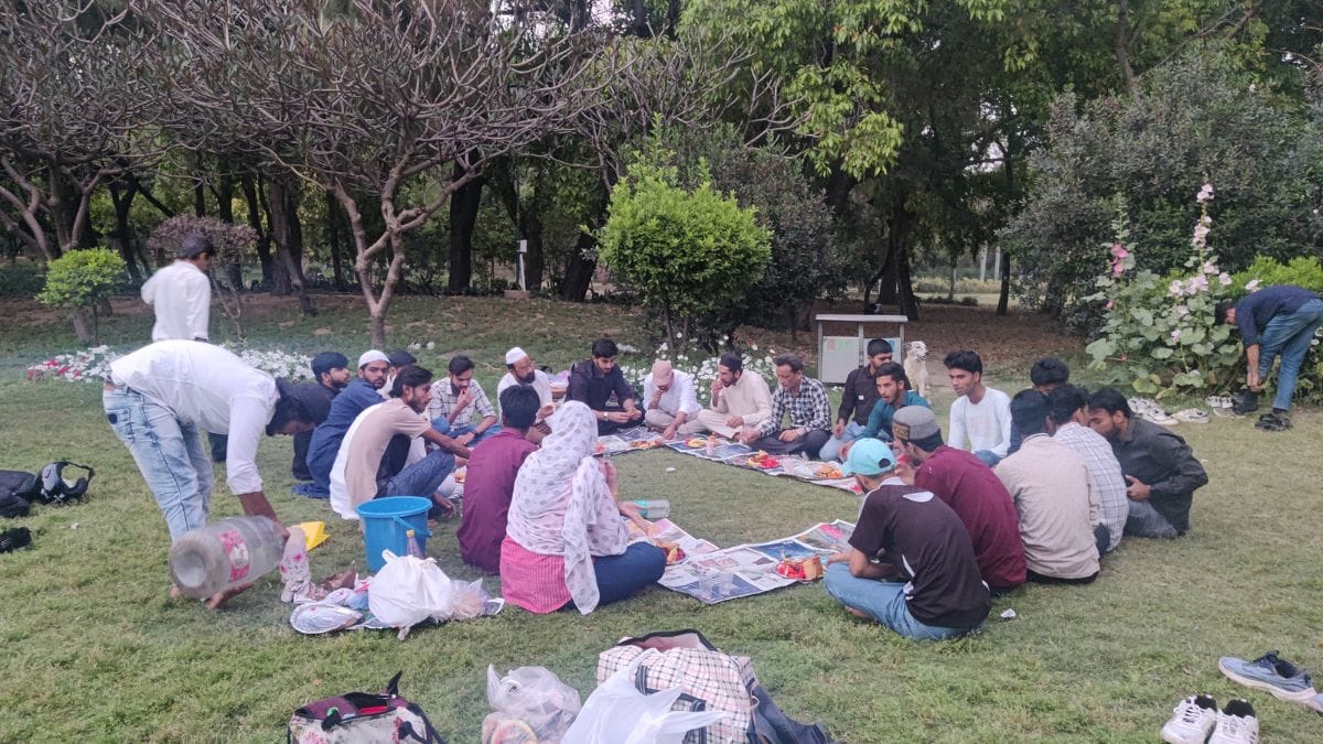 A group of students at an iftar party, Lodhi Gardens