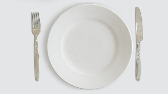 An empty plate that represents fasting