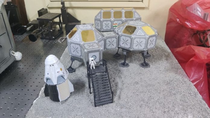 A miniature model of the Bhartiya Extraterrestrial Expandable Modular Habitat | Photo: Soumya Pillai, ThePrint