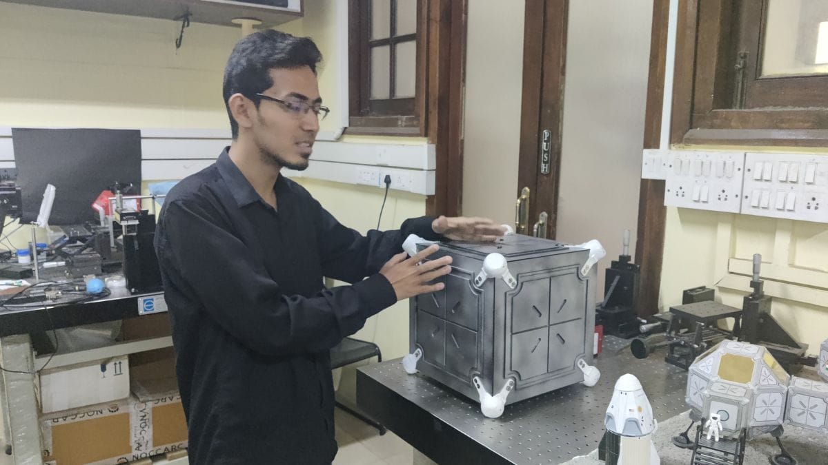 Mrityunjay Baruah, a member of Alok Kumar's team, showcasing how each module would look like | Photo: Soumya Pilali, ThePrint