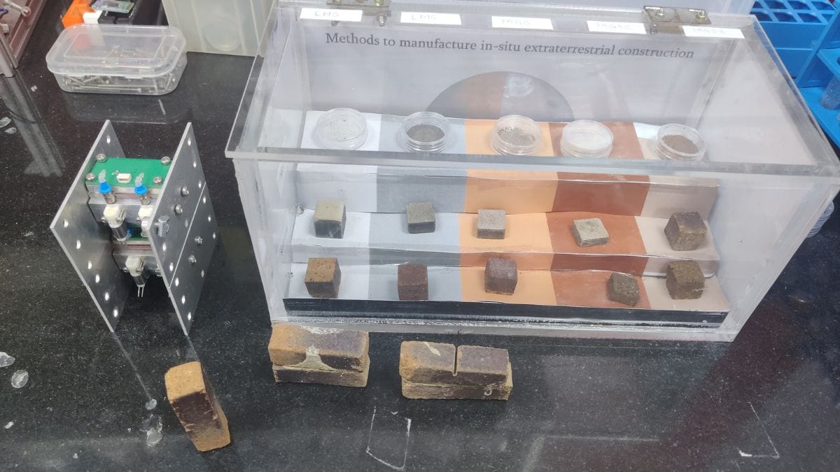 Samples of the space bricks made from Lunar and Martian regolith | Photo: Soumya Pillai, ThePrint