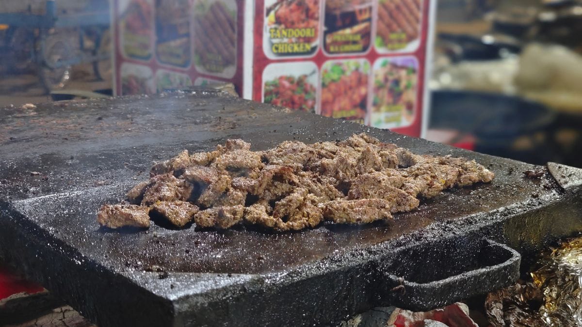 Crowds enjoying Ramzan street food near Charminar, Hyderabad