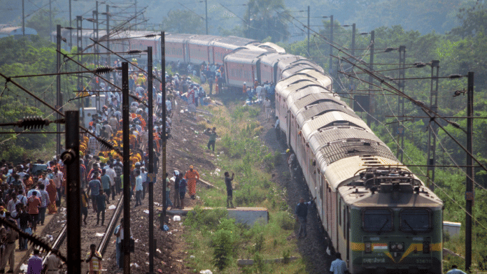 The SMVT Bengaluru-Kamakhya AC Express after its 11 coaches were derailed near Nirgundi station, in Cuttack district, Odisha, Sunday, March 30, 2025 | PTI