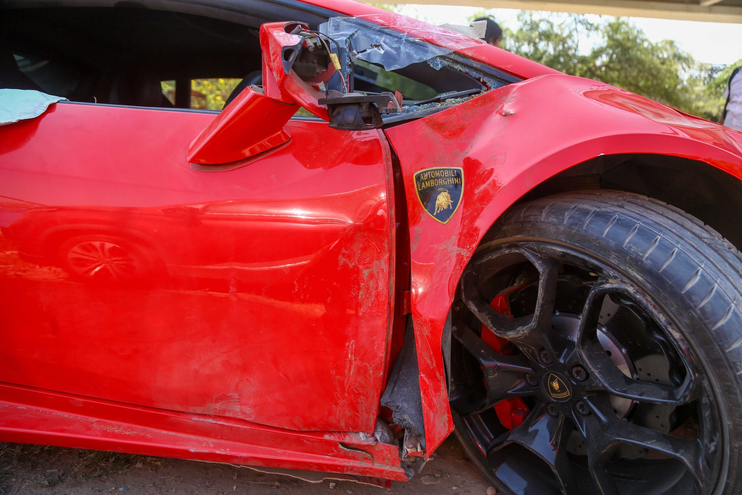 The damaged Lamborghini after the accident | Suraj Singh Bisht | ThePrint