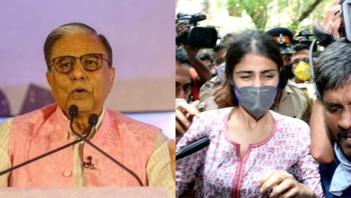 File photos of Zee founder Subhash Chandra and actor Rhea Chakraborty | ANI