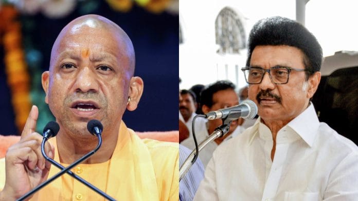File photos of Uttar Pradesh Chief Minister Yogi Adityanath & Tamil Nadu Chief Minister M.K. Stalin | ANI