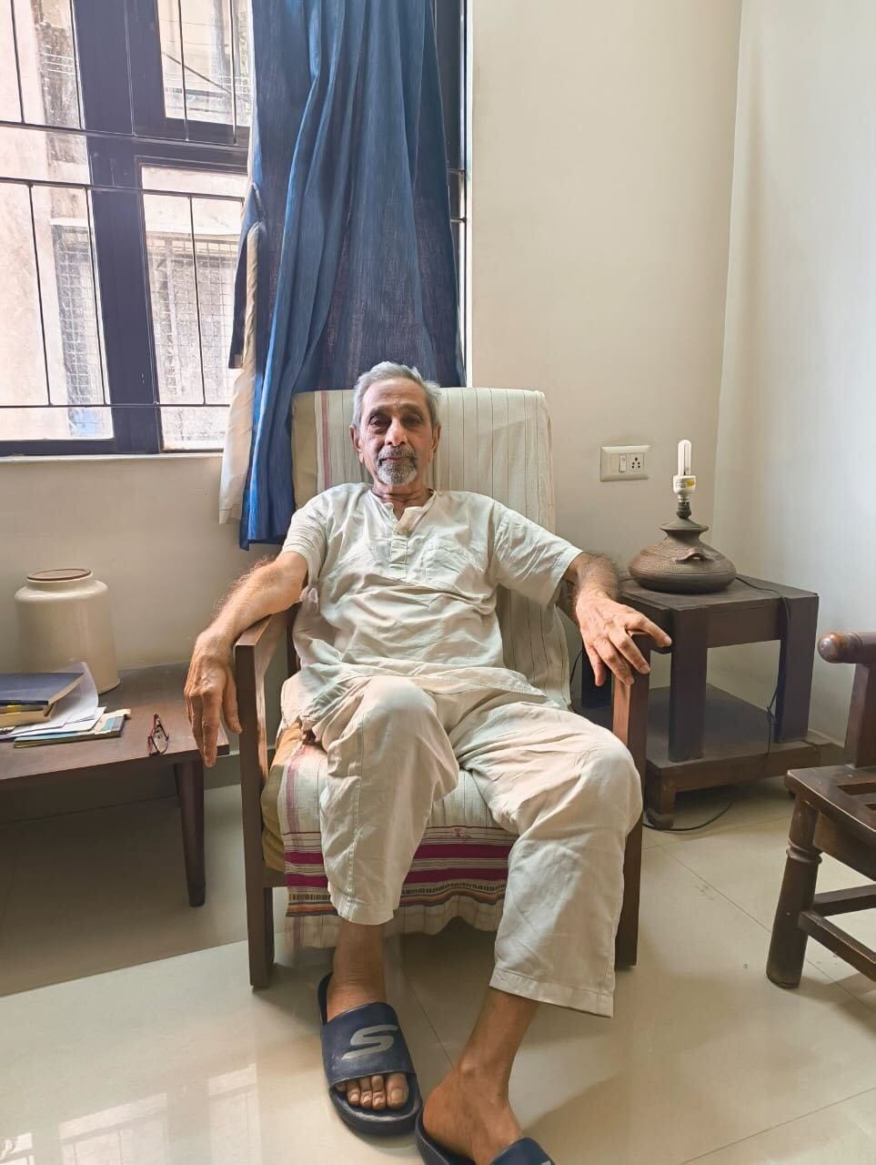 Ghanshyam Shah during an interview. | Sourav Roy Barman | ThePrint