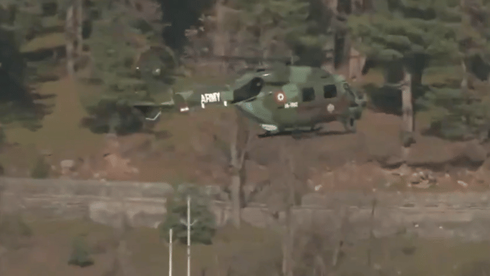 Indian Army ALH Dhruv helicopters have been allowed to fly in the areas around Srinagar, adjoining areas for counter-terrorism operations | X/@DDIndialive