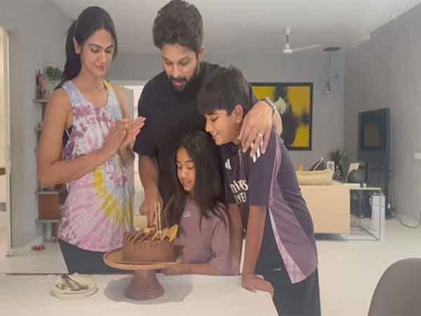 Allu Arjun rings in 43rd birthday with wife Sneha, children; check pic 