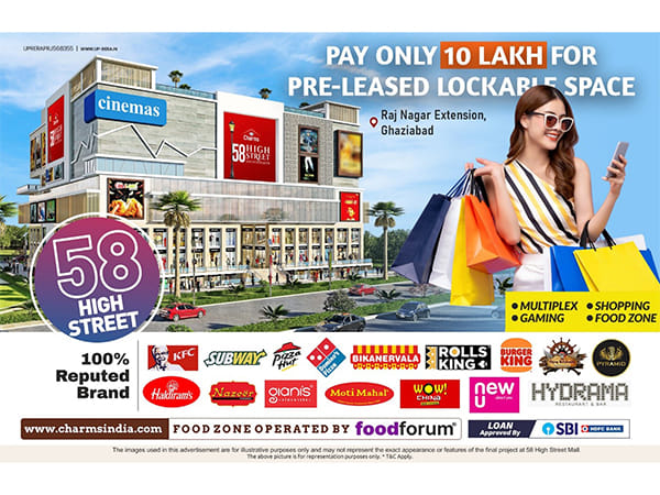 Invest in 58 High Street: A Landmark Commercial Hub by Charms India in Ghaziabad Raj Nagar Extension - A Hub of Multiplex, Gaming, Shopping and Food Zone