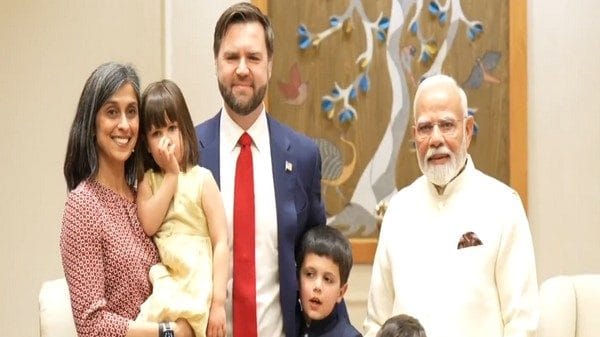 Representational image of PM Modi with US Vice President JD Vance, Second Lady Usha Vance and their children | ANI