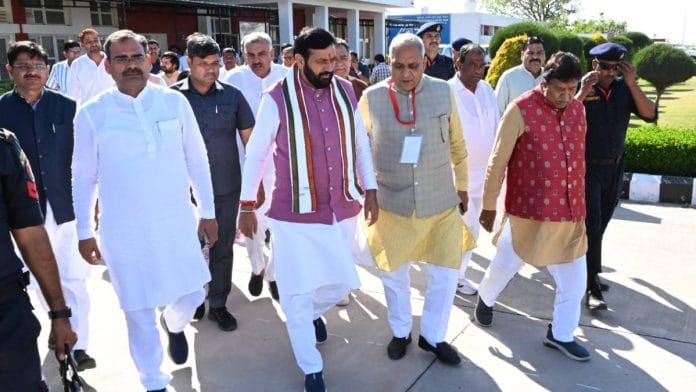 Haryana Chief Minister Nayab Singh Saini inspecting the Hisar airport on 31 March | Photo: X/@cmohry