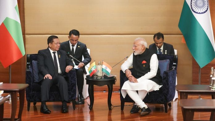 Indian Prime Minister Narendra Modi Senior General Min Aung Hlaing of Myanmar on the sidelines of the BIMSTEC Summit in Bangkok | X/@narendramodi