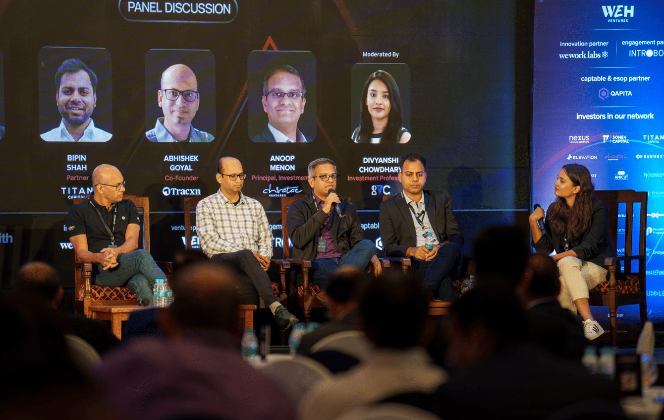 Conquest 2023 panel discussion involving VCs from TITAN Capital and Chiratae Ventures, along with co-founder of Tracxn | By special arrangement