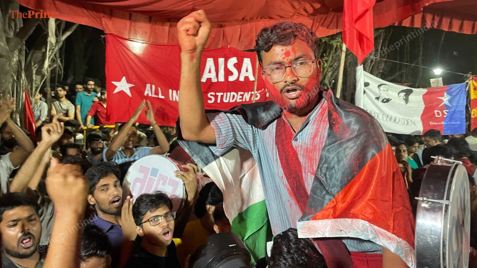 AISA's Nitish Kumar after winning the president's post in JNUSU polls. | Kartikay Chaturvedi | ThePrint