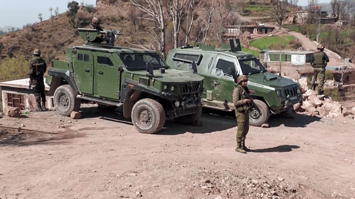 Security personnel during a joint search operation of Romeo forces and Poonch police, at Surankote in Poonch | File photo | ANI