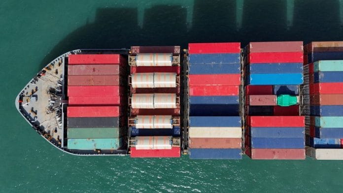 A drone view shows a cargo ship at Kwai Tsing Container Terminals in Hong Kong, on 16 April 2025. | Tyrone Siu | Reuters