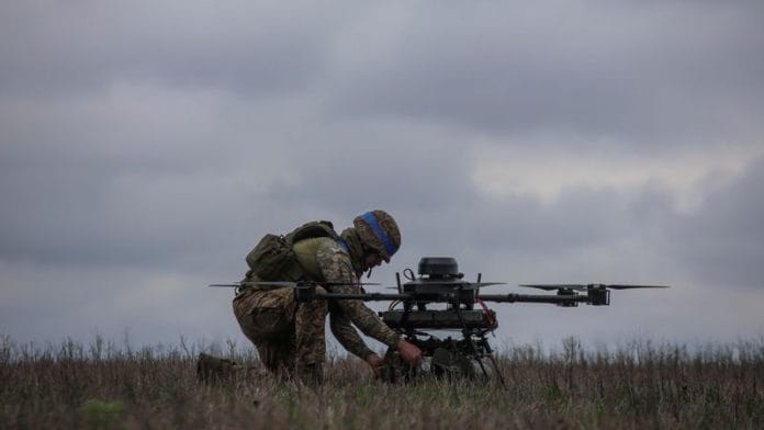 A Ukrainian serviceman of the 25th Airborne Brigade prepares a Vampire, a heavy unmanned aerial vehicle, for flight near a front line, amid Russia's attack on Ukraine, in Donetsk region, Ukraine on 5 April 2025. | File Photo | Oleksandr Ratushniak | Reuters
