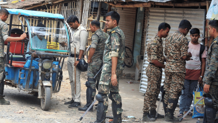 Security personnel deployed in Shajur More, Murshidabad in the wake of the communal violence | Representational image | Praveen Jain | ThePrint