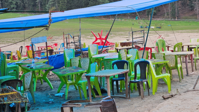 Silence has descended upon Baisaran where security personnel have taken over the place that earlier greeted tourists with its sights and sounds | Sajid Ali | ThePrint