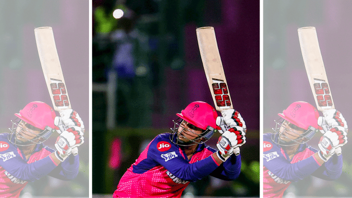 Rajasthan Royals' Vaibhav Suryavanshi plays a shot during the IPL match against Gujarat Titans, in Jaipur on Monday | PTI