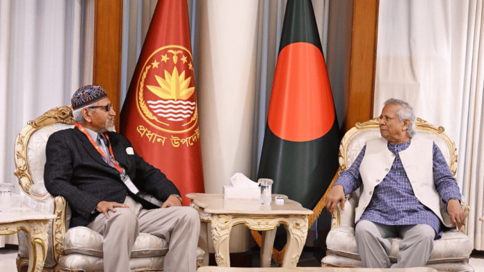File photo of National Independent Investigation Commission head ALM Fazlur Rahman with Chief Adviser of Bangladesh's interim government Muhammad Yunus | X/@ChiefAdviserGoB