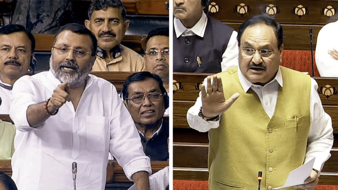 Godda MP Nishikant Dubey & BJP national president J P Nadda | ANI