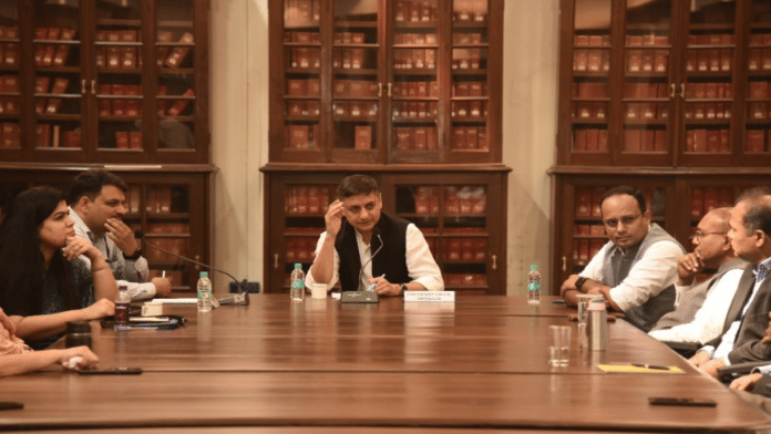 File photo of economist Sanjeev Sanyal at an interactive session | X/@gipe_official