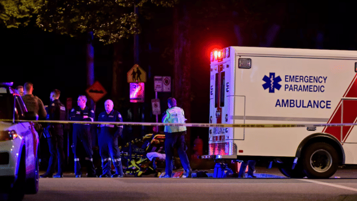 An ambulance is parked at the site of the Lapu Lapu day block party, where a vehicle drove into a crowd killing several people in Vancouver, British Columbia, Canada on 26 April 2025. | Jennifer Gauthier | Reuters