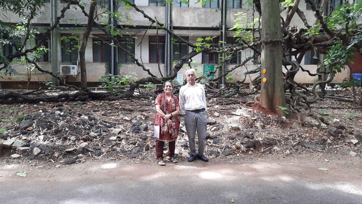 Professors Yogendra Narain Srivastava and Rohini Godbole at IISc, Bengaluru in September 2022. | By special arrangement