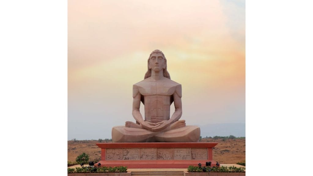 The 43-foot marble statue of Rishabdev, | By special arrangement