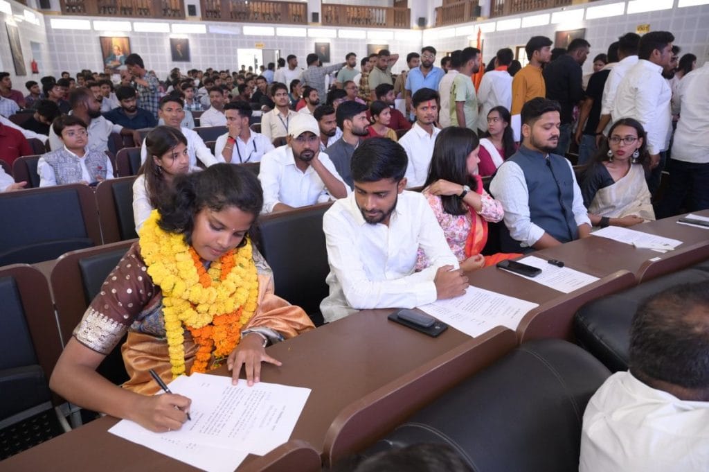PUSU president Maithily Mrinalini, general secretary Saloni Raj, and treasurer Soumya Srivastava