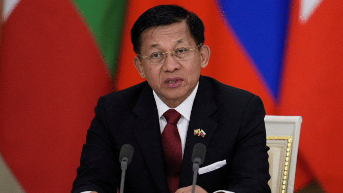 Myanmar's military chief Senior General Min Aung Hlaing attends a press conference following talks with Russia's President Vladimir Putin in Moscow, Russia, March 4, 2025 | File photo | Pool via Reuters