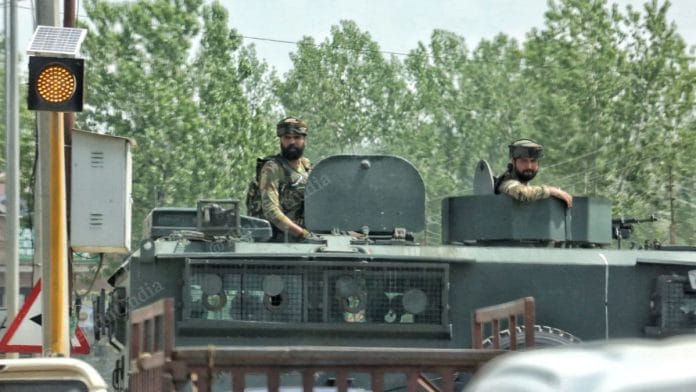 Security personnel near Pahalgam | Photo by Praveen Jain, ThePrint