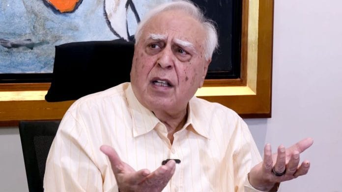 Senior advocate and Congress Rajya Sabha MP Kapil Sibal speaks to the media on Vice President Jagdeep Dhankhar's statement on the Supreme Court, in New Delhi on Friday | ANI
