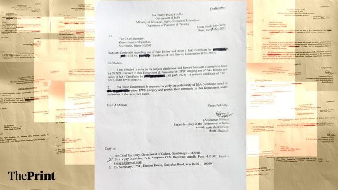 The letters sent out by DoPT to state governments, ministries | Photo: Special arrangement | Image by Shruti Naithani, ThePrint