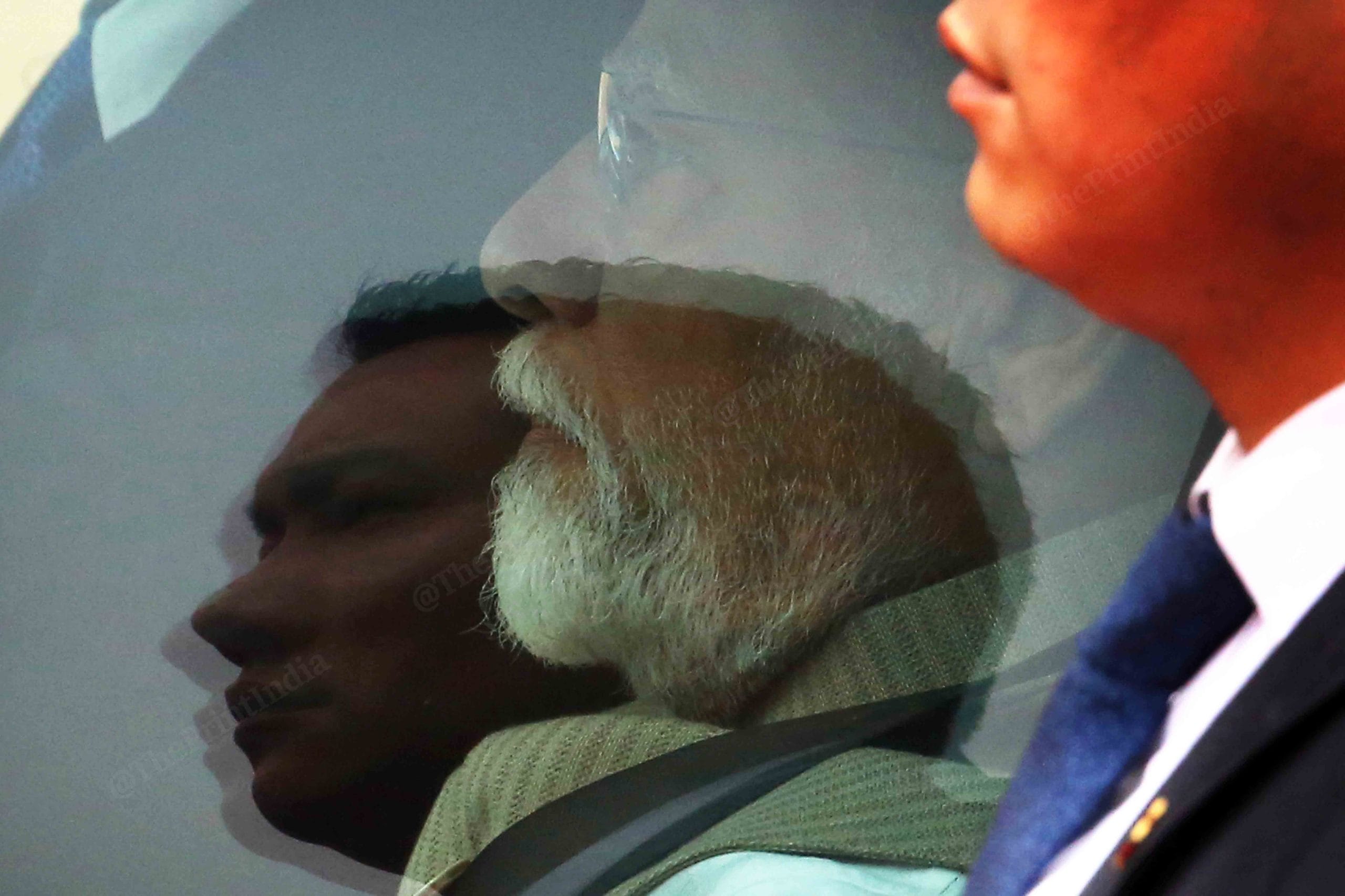 PM Modi seen in his car as he arrives at the Rashtrapati Bhawan. | Photo: Praveen Jain | ThePrint